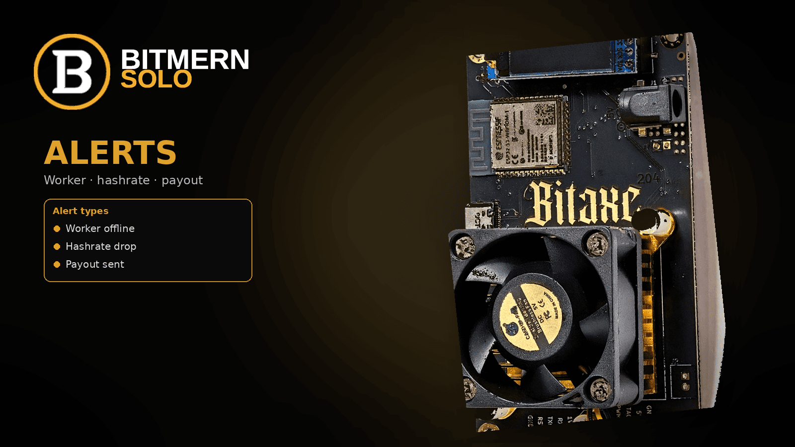 Bitmern Solo Email Alerts: Offline, Hashrate Drop & Payout